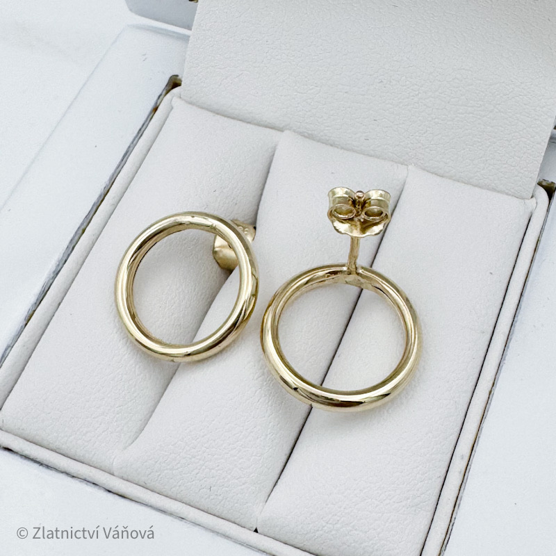 Žluté zlato náušnice KOLEČKA na puzetu